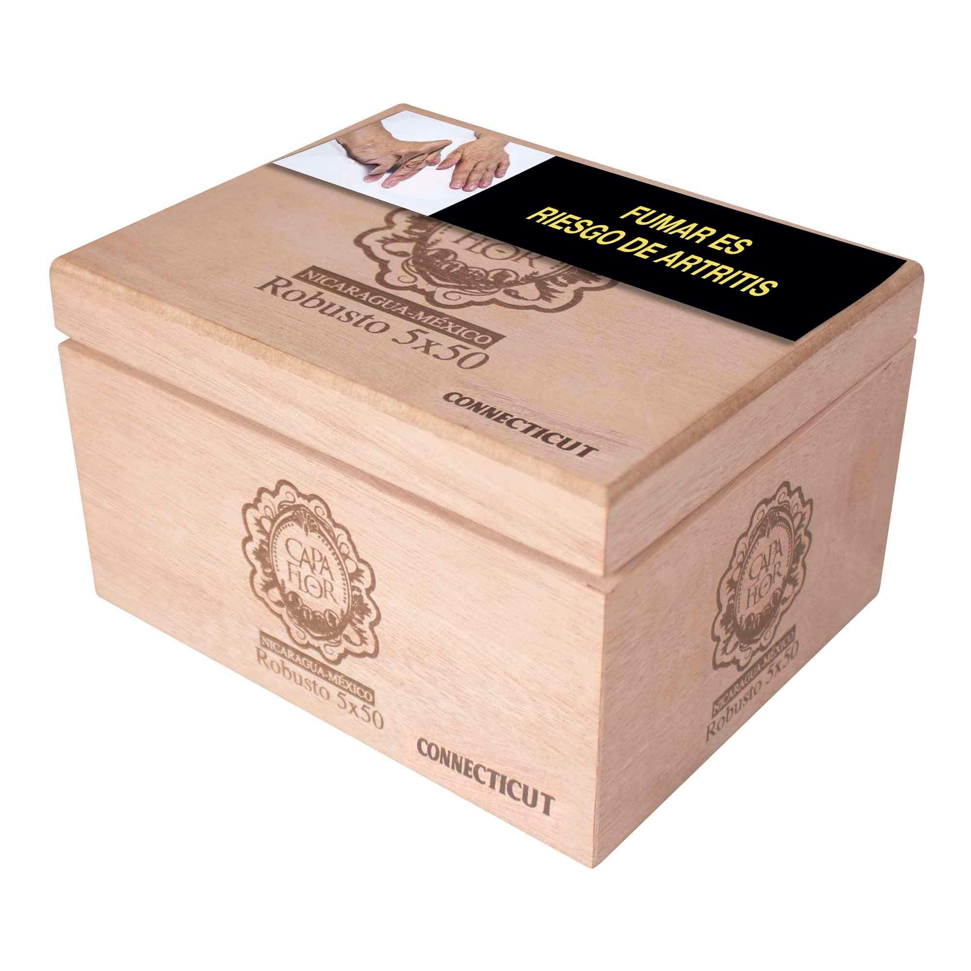 CAPA FLOR ROBUSTO CAJA EN ACABADO NATURAL CON 20 PUROS CONNECTICUT - Image 5