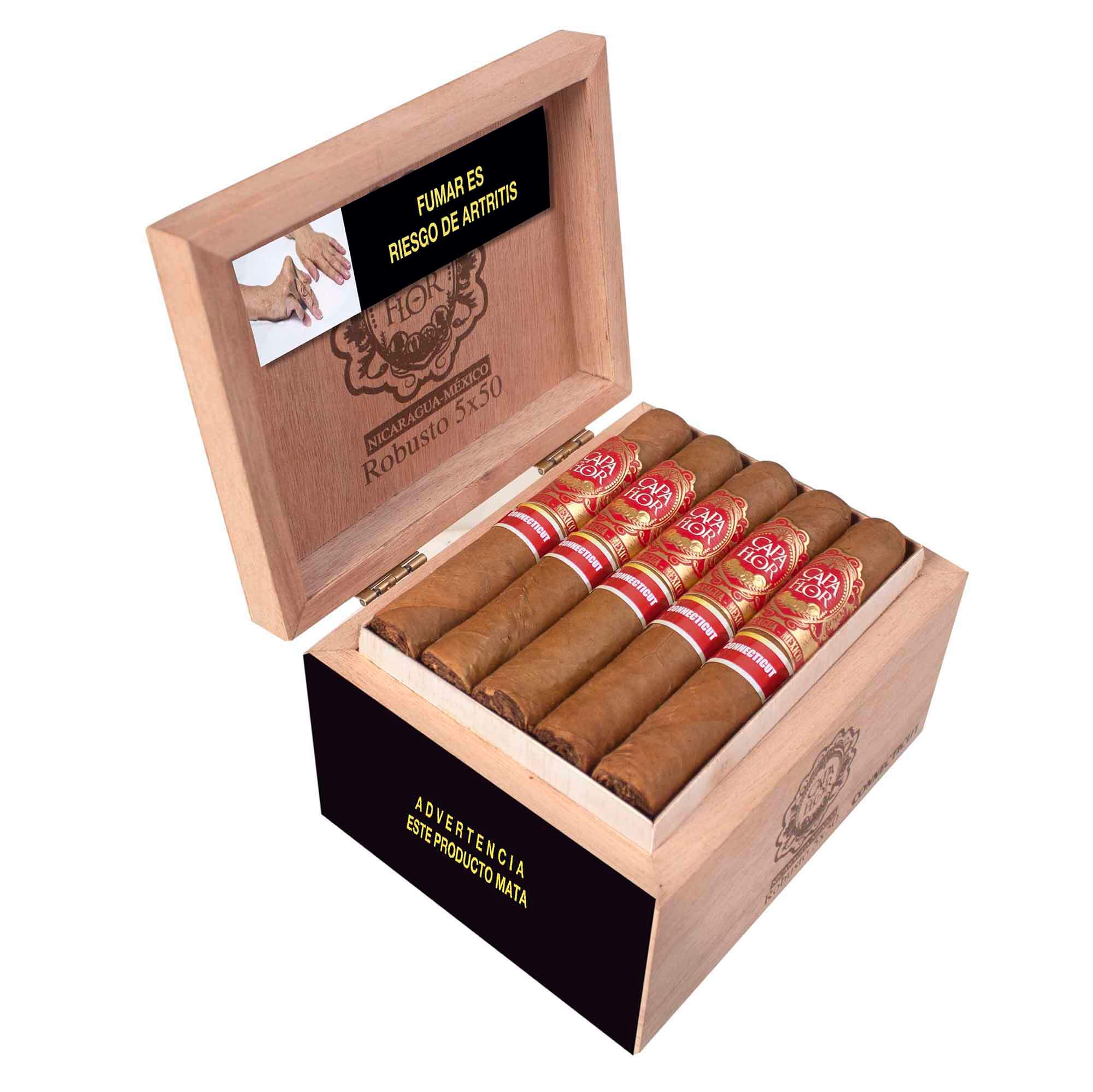 CAPA FLOR ROBUSTO CAJA EN ACABADO NATURAL CON 20 PUROS CONNECTICUT - Image 3