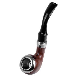 PIPA CURVA DE RESINA COLOR CAFE CON MOLDURA CROMADA