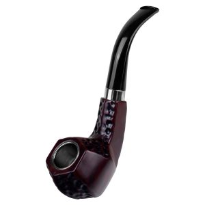 PIPA CURVA DE RESINA HEXAGONAL CON GRABADO COLOR NEGRO CON CAOBA