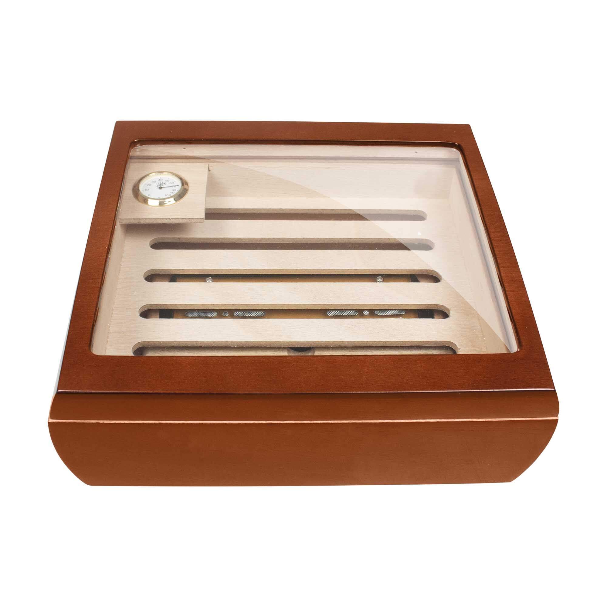 HUMIDOR PARK LANE BOLEADO PARA 15 PUROS CON TAPA DE CRISTAL COLOR NOGAL BRILLANTE - Image 3