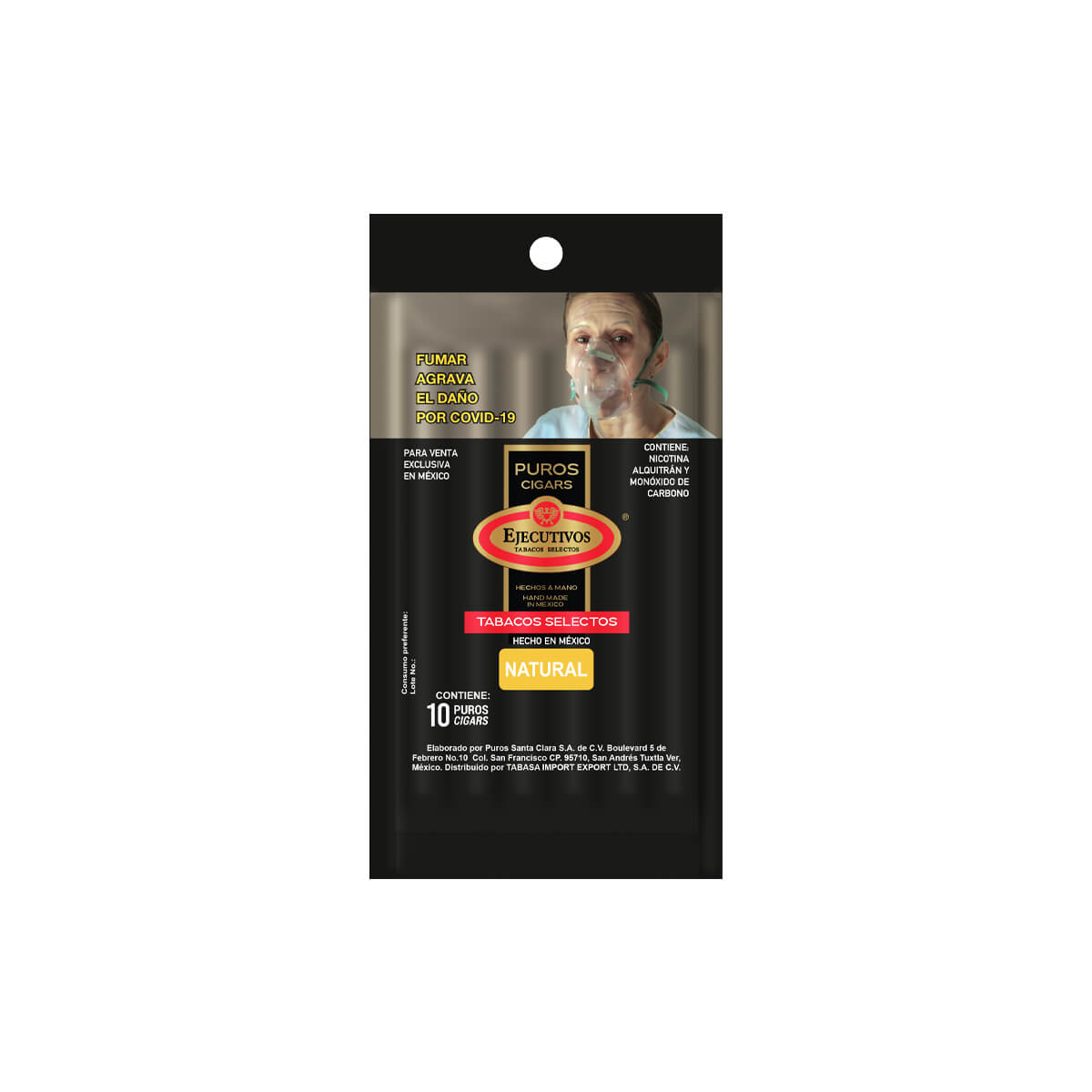 EJECUTIVOS NO. 7 NATURAL HUMIDIBAG CON 10 PUROS
