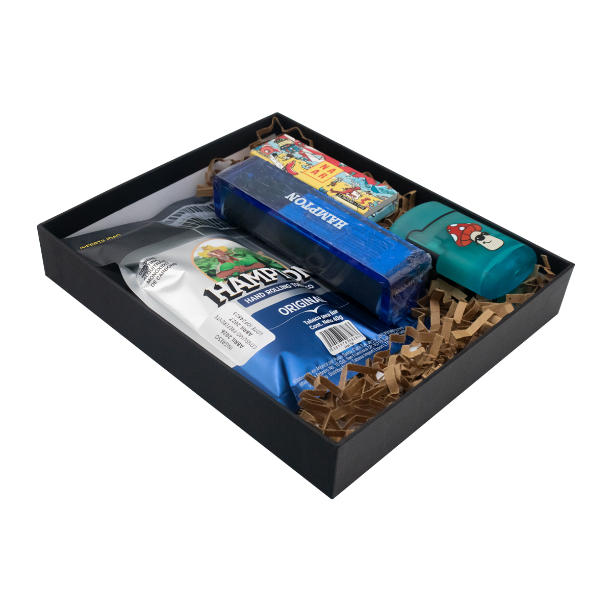SET TABACO PICADO HAMPTON ORIGINAL, ROLADORA DE PLASTICO, ENCENDEDOR ZENGAZ HONGO Y PAPEL NAAR - Image 3